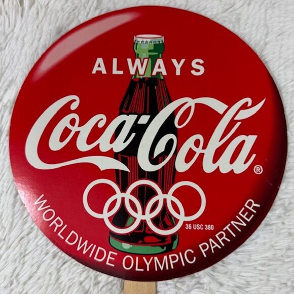 Vintage Double-Sided Coca-Cola x BLAZE 1996 Atlanta Paralympic Games Fan - Picture 7 of 10